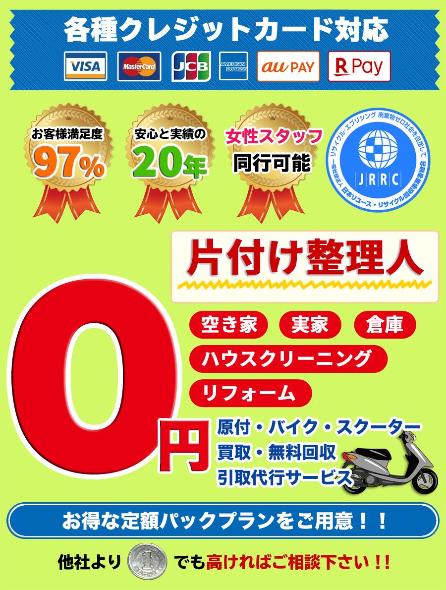 片付け整理人 他社だと必ず発生する基本料金や出張費用が0円